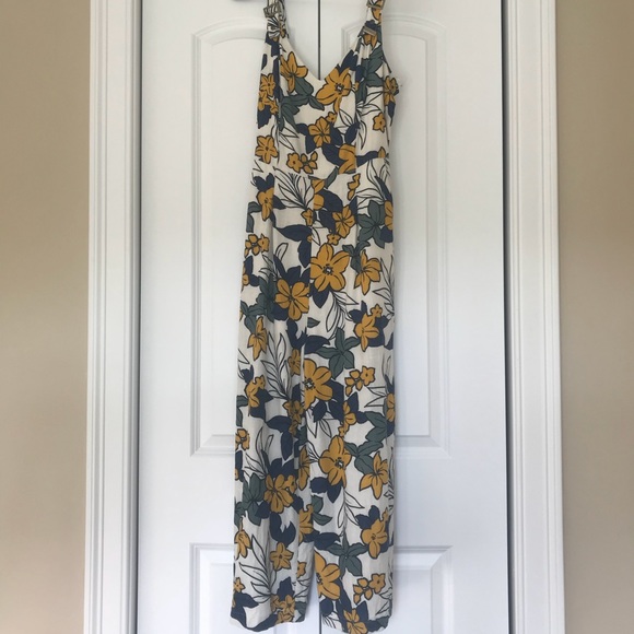 J.O.A. Pants - J.O.A. Fiorenzia Ivory Floral Print Midi Jumpsuit